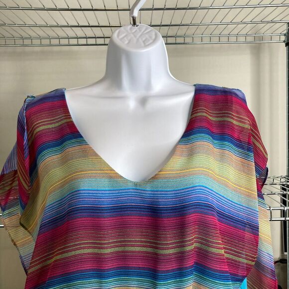 Lucy Love Acapulco Striped Dress Size L Multicolor Coquette Girly Summer Party - Picture 3 of 12
